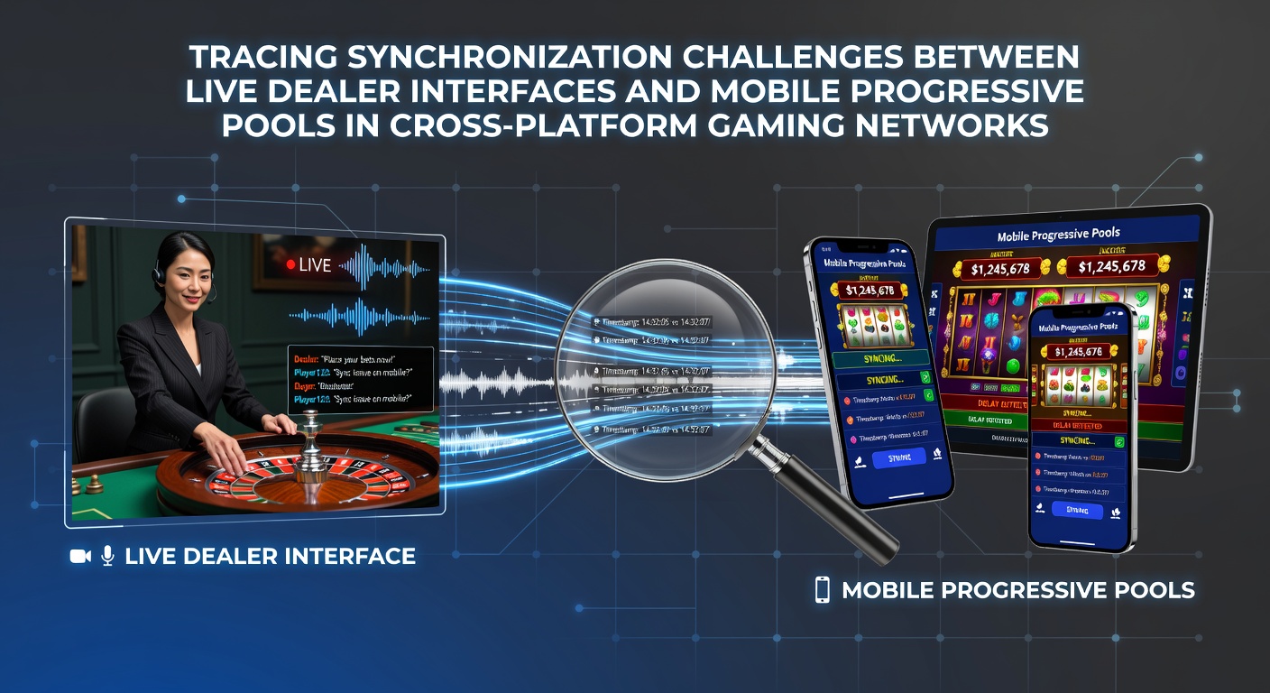 Technische Darstellung der Synchronisation zwischen Live-Dealer-Systemen und mobilen progressiven Jackpot-Pools in vernetzten Gaming-Plattformen